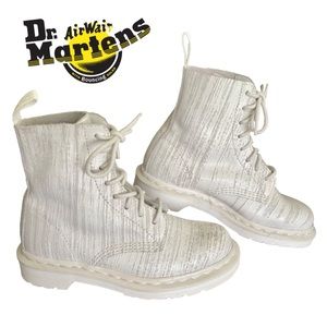 Dr. Martens Pascal Painter Suede Leather 1460 6 White Combat Boots Sold Out Docs